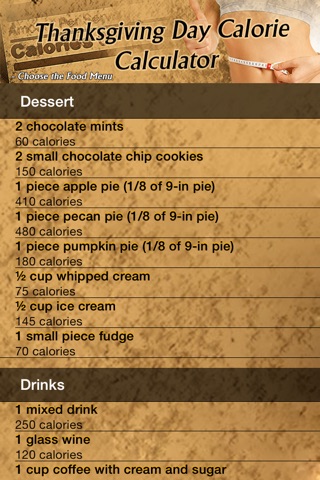Thanksgiving Day Calorie Calculator screenshot 2