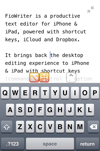 FioWriter Lite - Productive text editor for iPhone & iPad with command keys and cloud sync screenshot 3