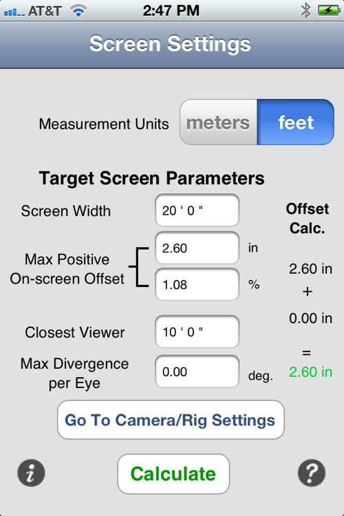 RealD Professional Stereo3D Calculator