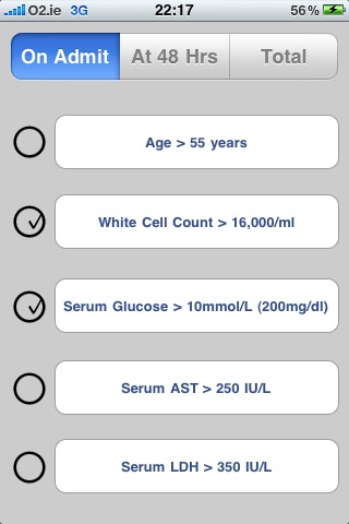 Ranson Score Checklist for Pancreatitis screenshot 2