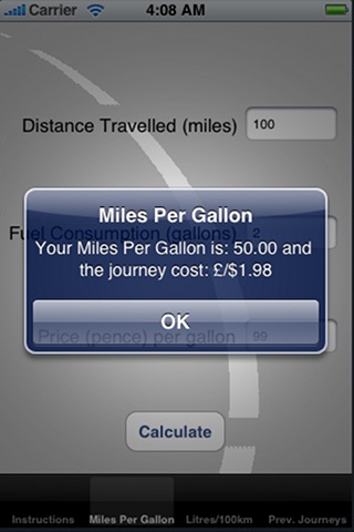 Miles Per Gallon Calculator Lite screenshot 4