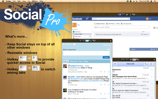 ‎Social Pro for Facebook, Twitter, Gmail & Google+ Screenshot