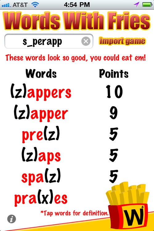 Words With Fries - A super cheat for all word games including Words with Friends screenshot-3