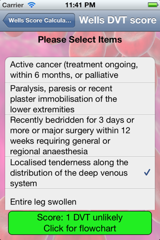 Wells Score Calculator screenshot 2