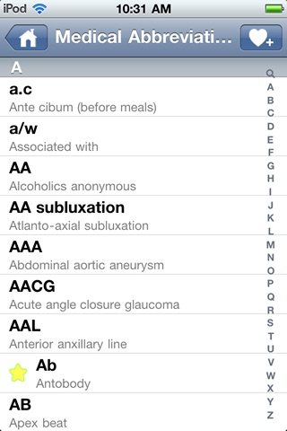 HS Medical Abbreviations screenshot 2