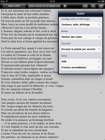 Baudelaire: Fleurs du Mal et d’autres poèmes for iPad screenshot 3