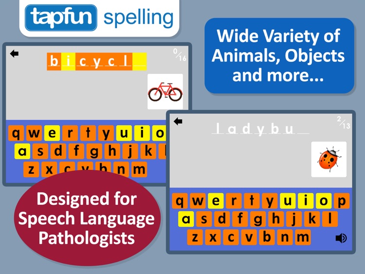 Spelling with Scaffolding for Speech Language Pathologists - Animals, Objects, Food and more