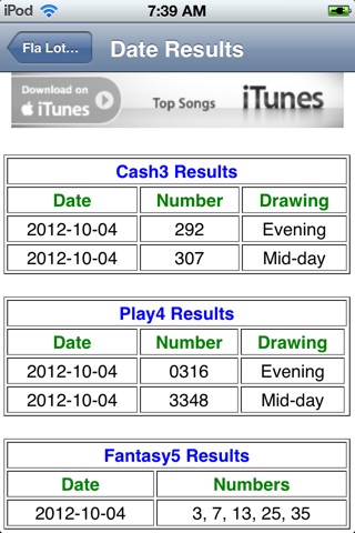 Florida Lottery Lite Results screenshot 3