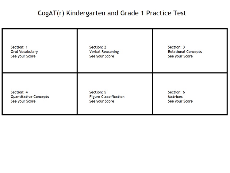 CogAT Practice Test Kindergarten and Grade 1