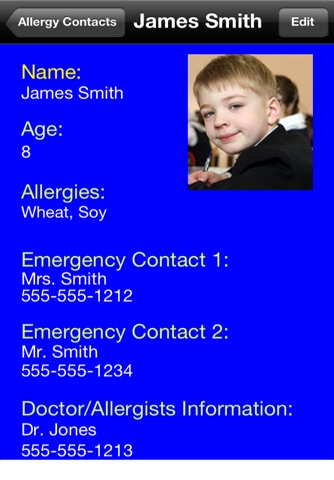 Food Allergy Emergency Contacts screenshot 2