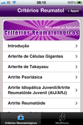 Critérios Reumatologia screenshot 2