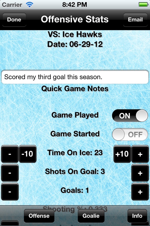 Hockey Stats Tracker Touch