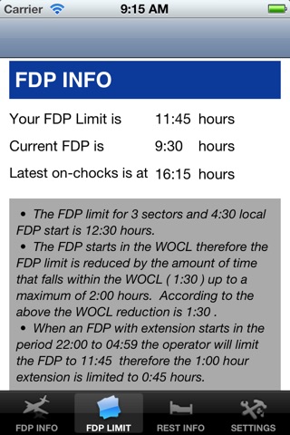 SUBPART Q FDP Calculator screenshot 2