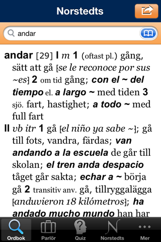 Norstedts stora spanska ordbok screenshot 2