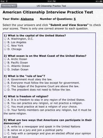 Free US Citizenship Test screenshot 2