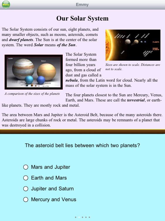 reading comprehension solar system