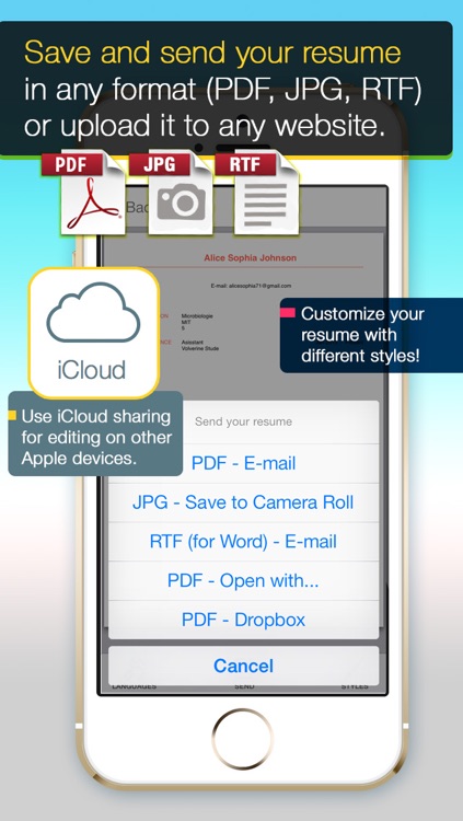 Resume Mobile Pro - design & share professional PDF resume on the go