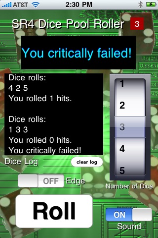 SR4 Dice Pool Roller screenshot 2