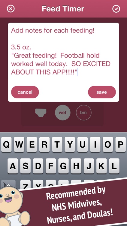 Baby Feed - Feeding timer to track & log nursing & breastfeeding