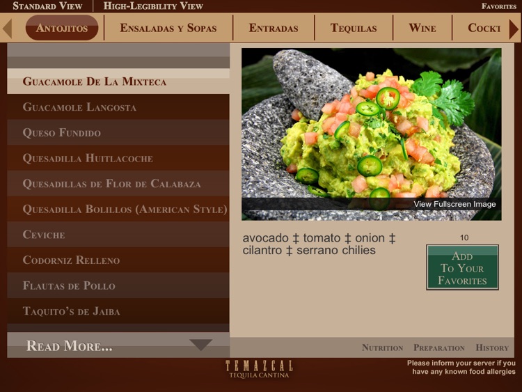 Temazcal Tequila Cantina Menu