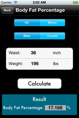BMI - BMR - Body Fat Percentage Calculator screenshot 3