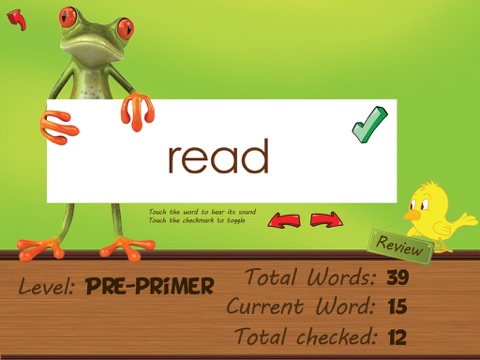 A Sight Words Read and Spell app with checkmark and review - HD screenshot 2