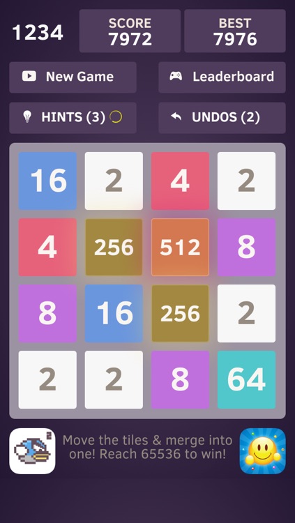 1234 - Number tiles merge puzzle game free