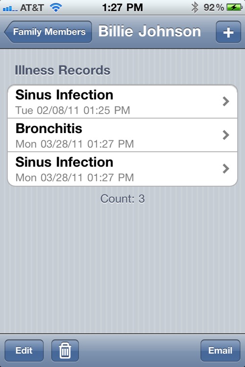 Family Illness and Shot Tracker