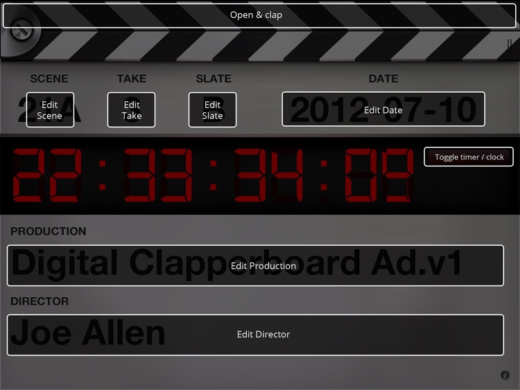 Digital Clapperboard - Timecode Sync and Video Slate