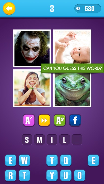 Guess What? Picture trivia. Fun pop quiz game to play with friends and figure out 1 word from 4 pics & puzzles.