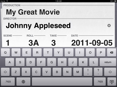 Take One - Movie Clapperboard for iPad screenshot 3