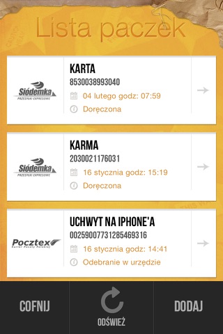 Paczkometr - lokalizator przesyłek kurierskich screenshot 3