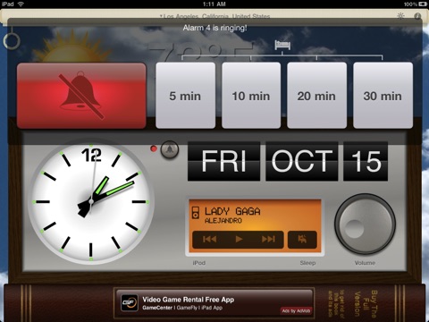 Alarm Clock & Weather HD (Free) - Digital Night Stand for iPad screenshot 3