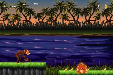 A Chimp Run Free - Top Monkey Jumping Adventure in the Jungle to gather Bananas screenshot 2