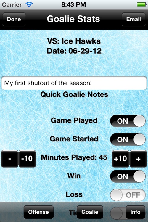 Hockey Stats Tracker Touch