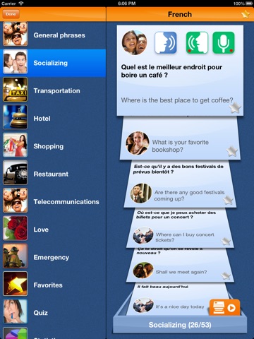iSpeak French HD: Interactive conversation course - learn to speak with vocabulary audio lessons, intensive grammar exercises and test quizzes screenshot 3