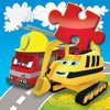 Happy Bernard's puzzles for kids. Urban vehicles and building machines.