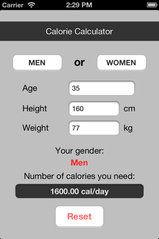 Calorie Counter (BMR) screenshot 2