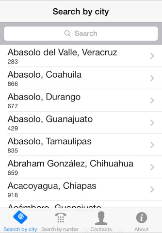 Mexico area codes screenshot 2