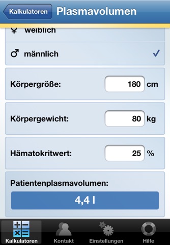 Akutdialyse Kalkulatoren screenshot 4