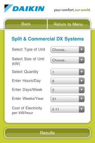 Daikin UK R22 Replacement Savings Calculator screenshot 2