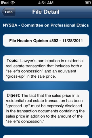 New York State Bar Association Mobile Ethics App for NY Attorneys screenshot 3