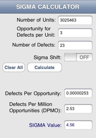 Sigmalator: The Six Sigma Value Calculator screenshot 2