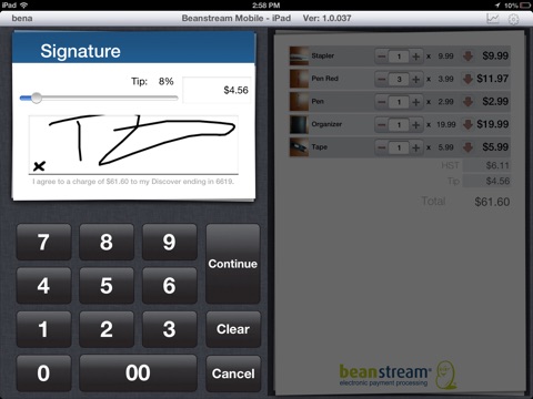 Beanstream Mobile for iPad screenshot 3