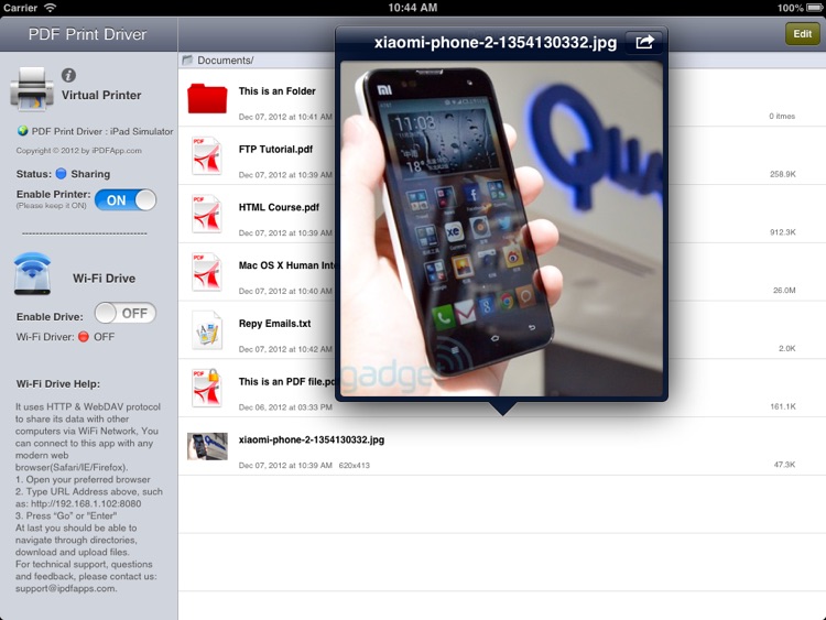 PDF Print Driver for iPad