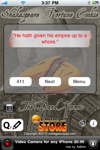 Shakespeare Fortune Cookie screenshot 2