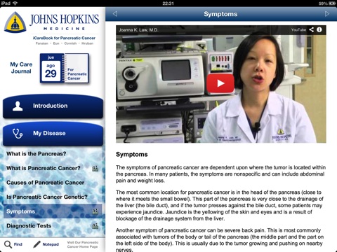 The Johns Hopkins iCarebook for Pancreatic Cancer HD screenshot 4