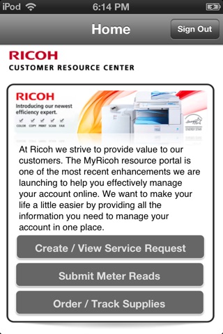 MyRicoh screenshot 2