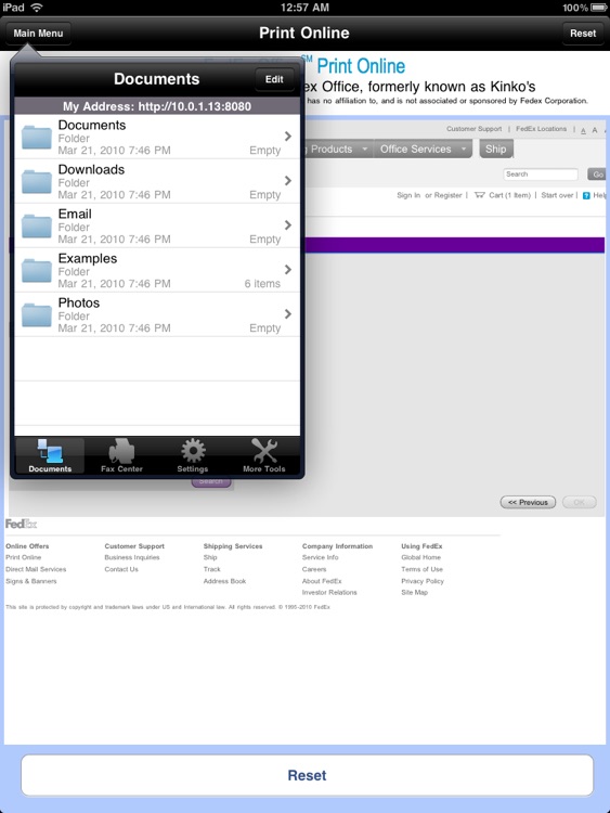 Print Online for iPad