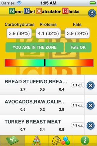 Zone Diet Calculator Blocks screenshot 4